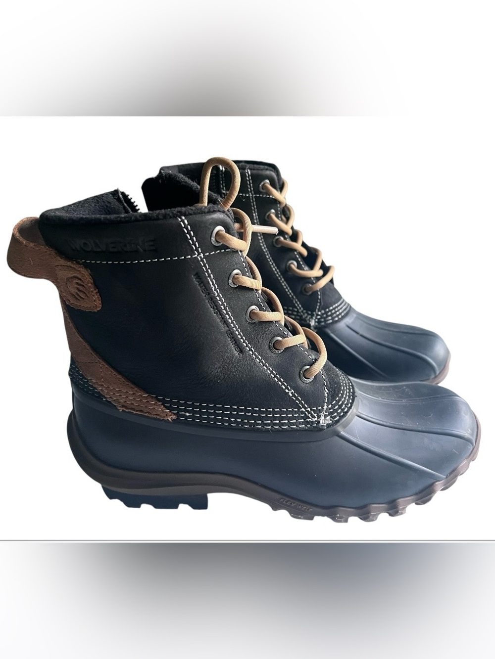 Wolverine Torrent Waterproof Duck Boots Women’s 9.5 Black Brown Leather